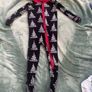 Kickee Pants Black and Red Holiday Tree Footie